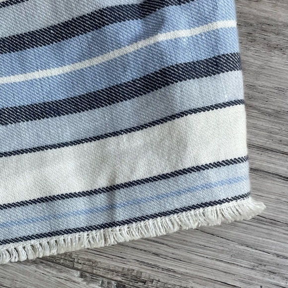 Lemlem Halima Crop Top Striped Off The Shoulder Linen/Cotton Off White/Blue SZ M - Picture 8 of 16